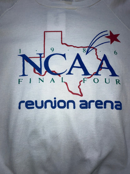 Vintage 1986 NCAA Final Four Reunion Arena Crewneck Sweater Dallas Basketball Championship XL