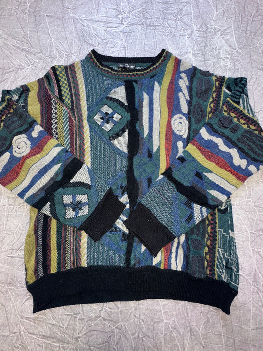 Vintage Enzo Lorenzo 1990s Abstract Sweatshirt Colorful Sweater Sweat Chunky Knit