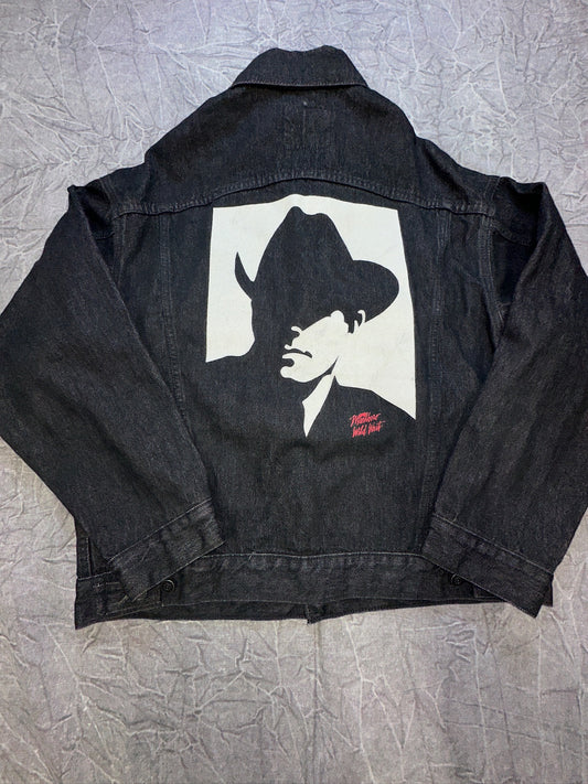 Malrboro Man Wild West Black Dark Denim Jean Jacket Western Workwear L