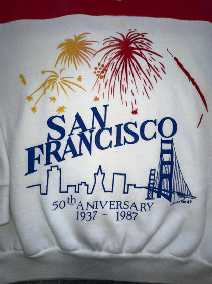 Vintage 1987 San Fransisco Quarter Zip 50th Anniversary California Golden Gate Bridge