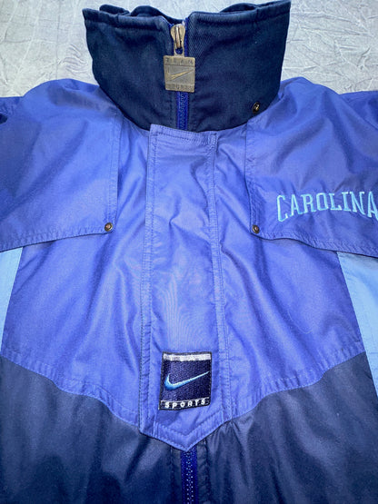 Vintage Nike 90s UNC Tar Heels Hooded Duck Down Puffer Jacket Size L