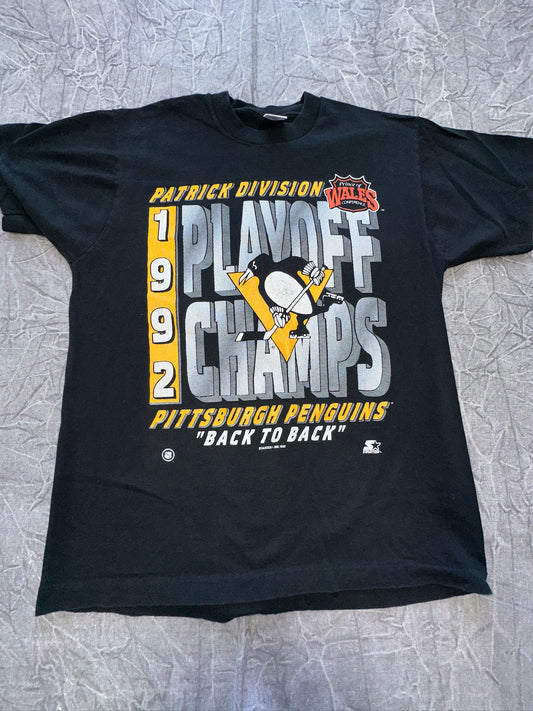 Vintage 1992 Pittsburgh Penguins Playoff Champs NHL Size Large