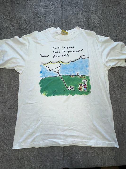 Vintage God Golf Religious God Funny Humor PGA Shirt Mens XL