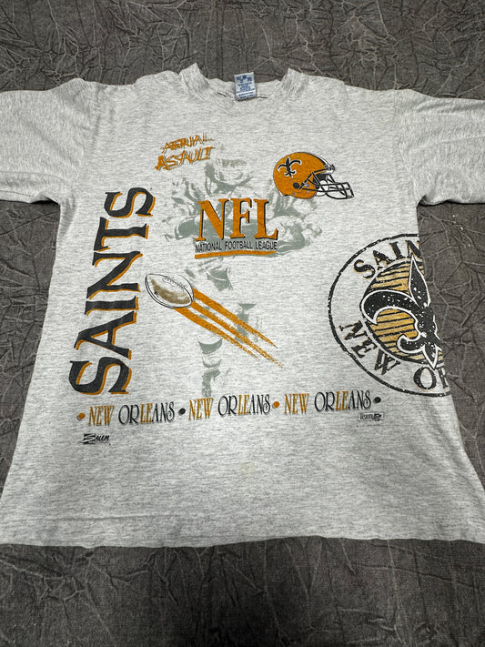 Vintage New Orleans Saints Aerial Assault Salem Sportswear NFL Football Size Large