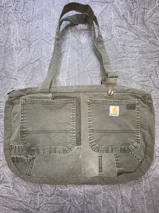 Carhartt Rework Tote Bag Pockets Fade Strap Purse Gym Bag Green - Alley Oop Culture Exchange