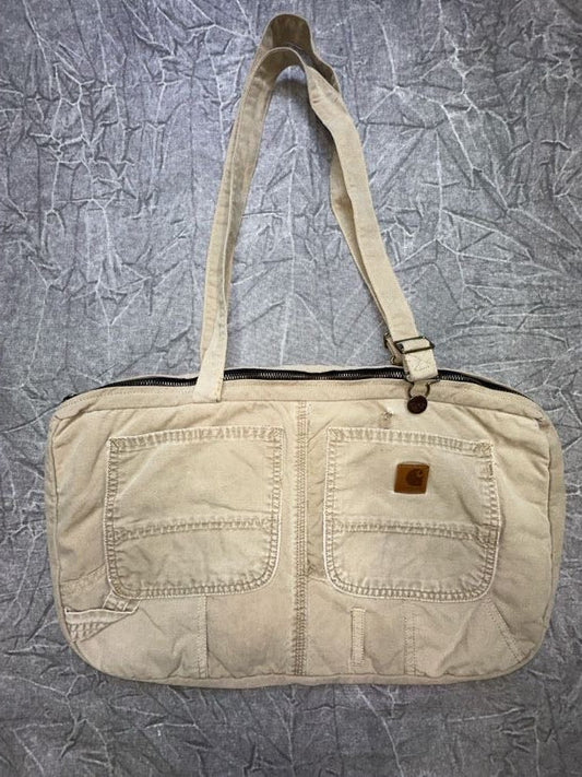 Carhartt Rework Tote Bag Pockets Fade Strap Purse Gym Bag Khaki Brown - Alley Oop Culture Exchange