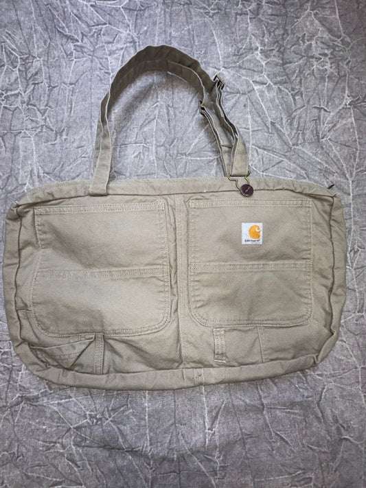 Carhartt Rework Tote Bag Pockets Fade Strap Purse Gym Bag Light Brown / khaki - Alley Oop Culture Exchange