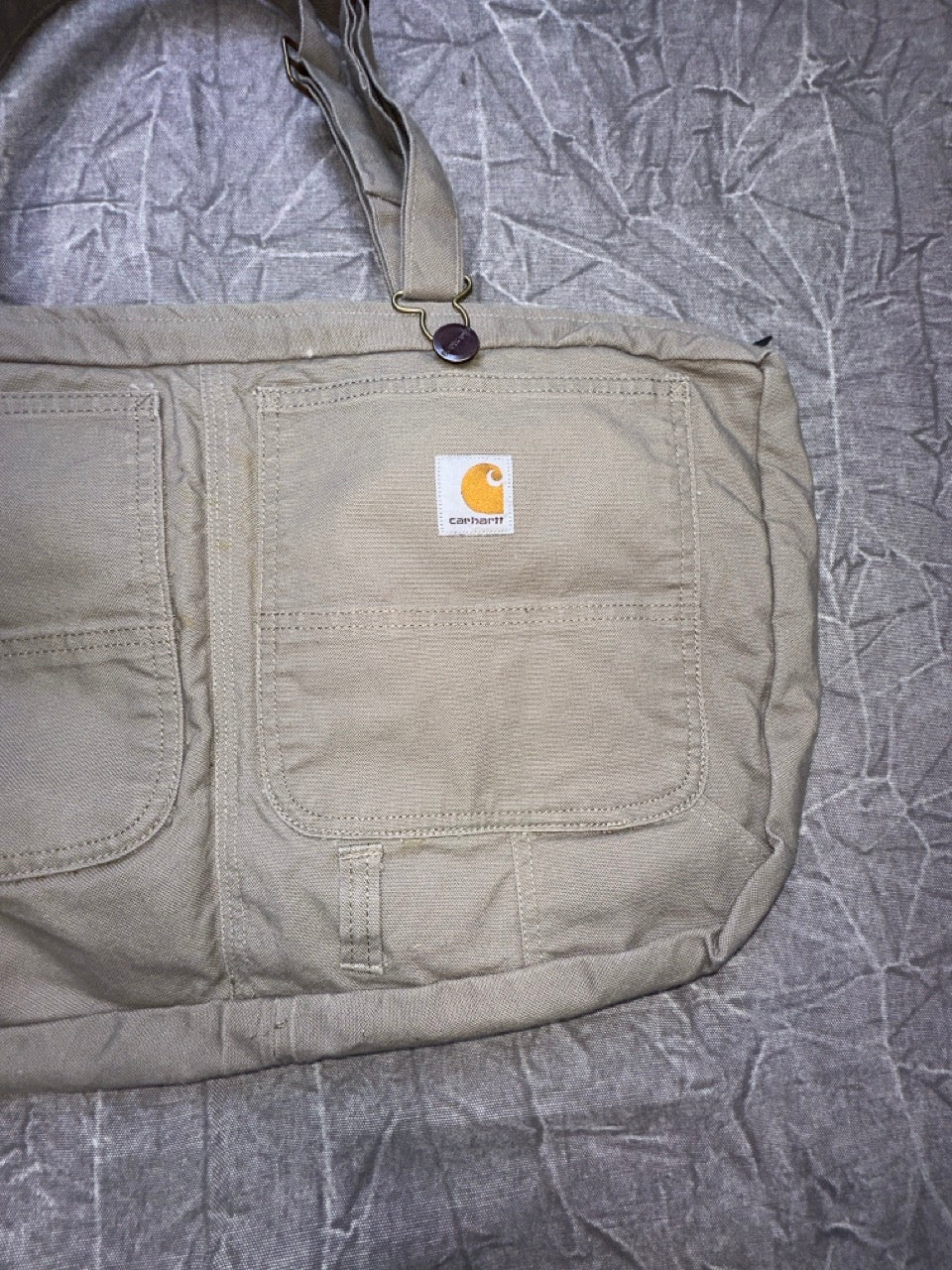 Carhartt Rework Tote Bag Pockets Fade Strap Purse Gym Bag Light Brown / khaki - Alley Oop Culture Exchange